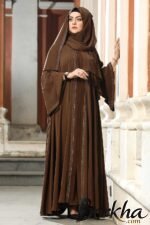 Dark Chocolate Color Gown Borka with Stone Work | Irani Borka Bazar