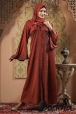 Dark Orange Color Gown Borka with Stone Work | Irani Borka Bazar