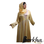 Yellow Color Gown Borka with Embroidery & Stone Work | Irani Borka Bazar
