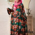 Floral Printed Gown Borka with Stone Work | Irani Borka Bazar