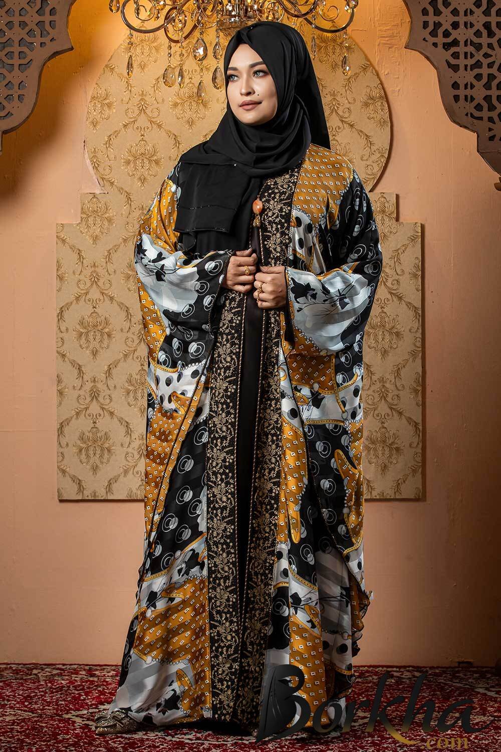 Gorgeous Printed Abaya with Lace & Embroidery Work | Irani Borka Bazar Gorgeous Printed Abaya with Lace & Embroidery Work | Irani Borka Bazar