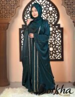 Green Color Abaya with Lace & Stone Work | Irani Borka Bazar