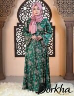 Green Color Gown Borka with Thread & Stone Work | Irani Borka Bazar
