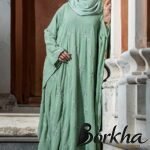 Lemon Mint Color Abaya with Embroidery & Stone Work | Irani Borka Bazar