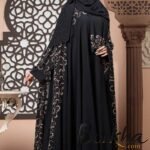 Luxurious Black Abaya with Embroidery & Stone Work | Irani Borka Bazar