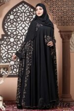 Luxurious Black Abaya with Embroidery & Stone Work | Irani Borka Bazar