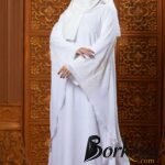 Luxurious White Abaya with Embroidery & Stone Work | Irani Borka Bazar