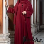 Maroon Color Borka Design with Embroidery & Stone Work | Irani Borka Bazar