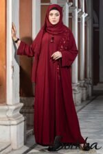 Maroon Color Borka Design with Embroidery & Stone Work | Irani Borka Bazar