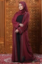 Maroon Color Koti Borka with Stone Work | Irani Borka Bazar