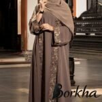 Mocha Brown Koti Borka with Embroidery & Stone Work | Irani Borka Bazar