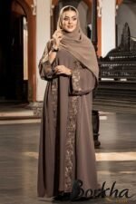 Mocha Brown Koti Borka with Embroidery & Stone Work | Irani Borka Bazar