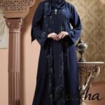 Navy Blue Color Borka Design with Stone Work | Irani Borka Bazar