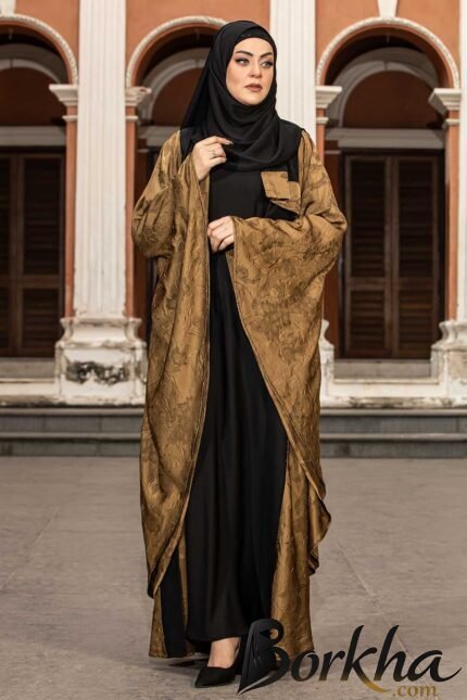 Olive & Black Color Abaya with Stone Work | Irani Borka Bazar