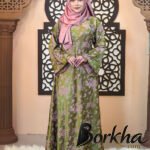 Olive Color Gown Borka with Thread & Stone Work | Irani Borka Bazar