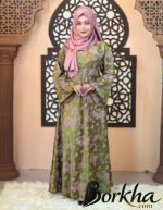 Olive Color Gown Borka with Thread & Stone Work | Irani Borka Bazar