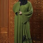 Olive Green Color Borka Design with Stone Work | Irani Borka Bazar