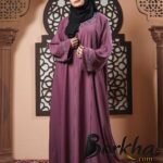 Onion Color Koti Borka with Embroidery & Stone Work | Irani Borka Bazar