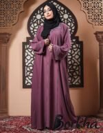 Onion Color Koti Borka with Embroidery & Stone Work | Irani Borka Bazar