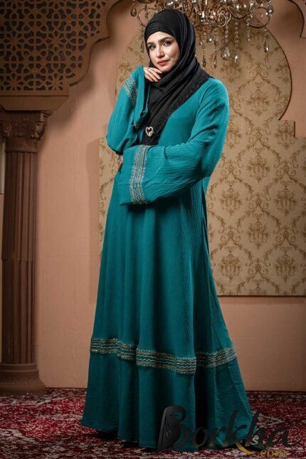 Pest Color Borka Design with Embroidery & Stone Work | Irani Borka Bazar