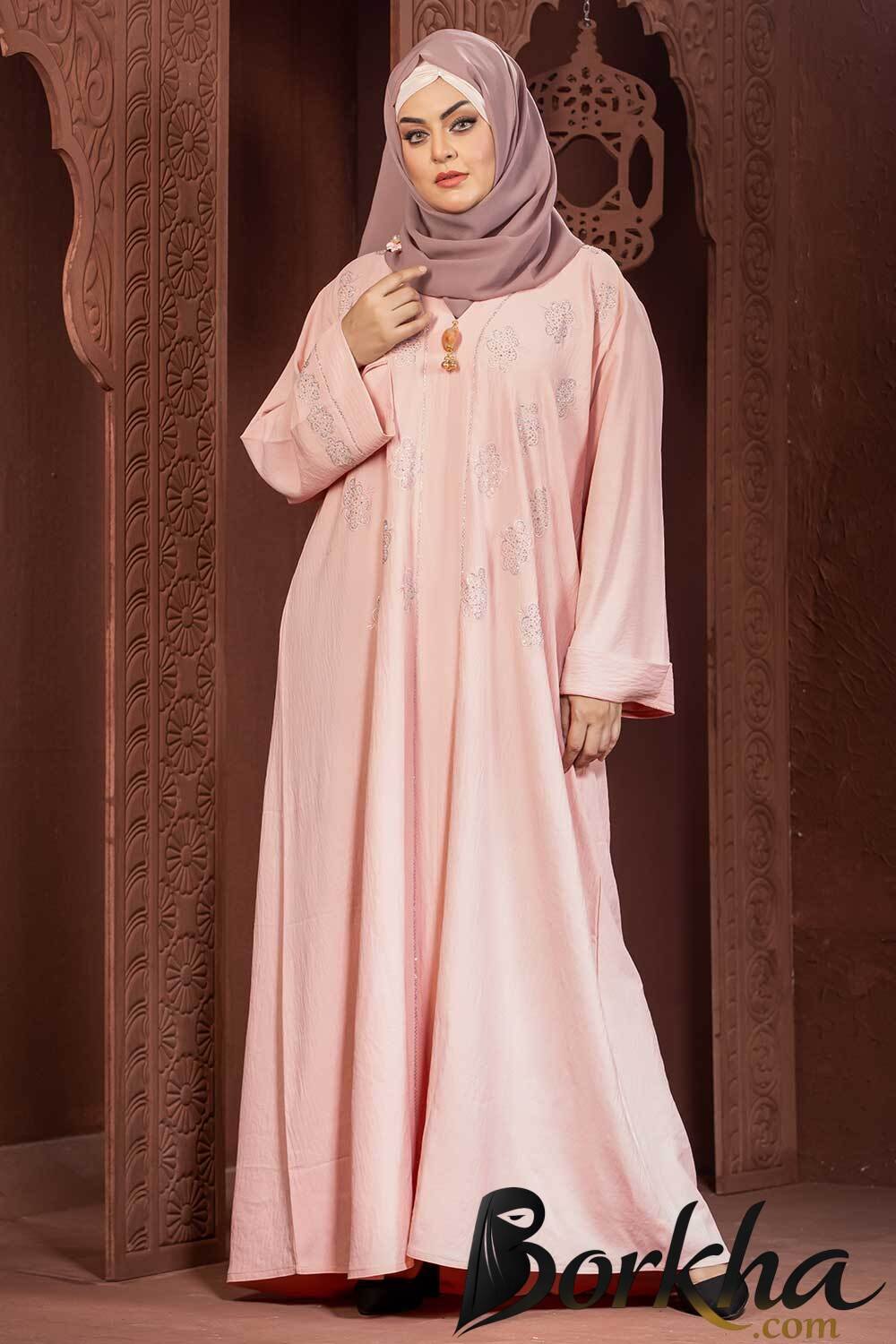 Pink Color Borka Design with Embroidery & Stone Work | Irani Borka Bazar Pink Color Borka Design with Embroidery & Stone Work | Irani Borka Bazar