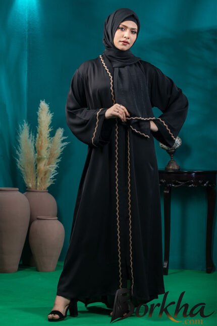 Premium Black Borka Design with Stone Work | Irani Borka Bazar