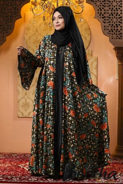 Printed Borka Design with Lace & Stone Work | Irani Borka Bazar