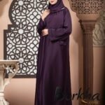 Purple Color Borka Design with Lace & Stone Work | Irani Borka Bazar