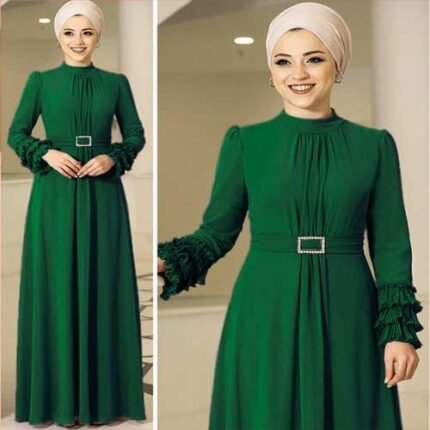Turkish Fashionable Stone Waist Belt Borkha Dubai Charry Battle Green Color image
