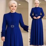 Turkish Fashionable Stone Waist Belt Borkha Dubai Charry Blue Color image