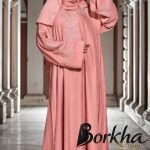 Sunset Nude Color Borka Design with Embroidery & Stone Work | Irani Borka Bazar