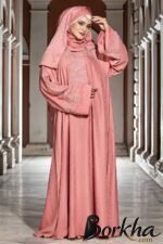 Sunset Nude Color Borka Design with Embroidery & Stone Work | Irani Borka Bazar