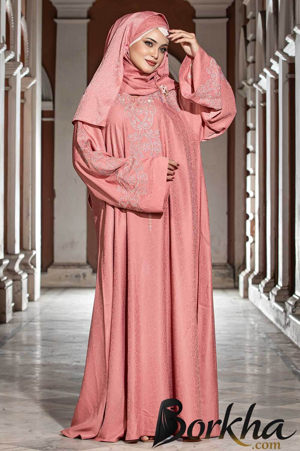 Sunset Nude Color Borka Design with Embroidery & Stone Work | Irani Borka Bazar Sunset Nude Color Borka Design with Embroidery & Stone Work | Irani Borka Bazar